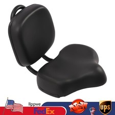 Bike Saddle Seat w/ Backrest Bicycle Extra Wide Comfort Leather Cushion Soft Pad