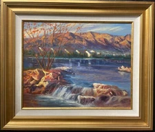 Robert Lui "Reflections on the Lake" Hand Signed Framed Original Oil Art New!