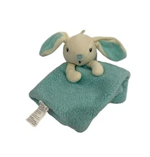 DTU Inc Bunny Rabbit Teal Blue Plush Toy Baby Lovey Security Blanket Soother