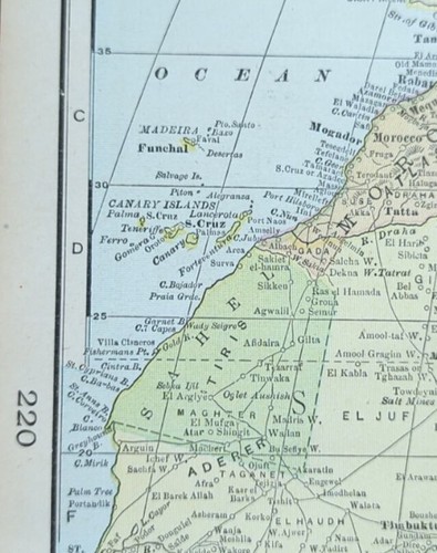 Vintage 1900 AFRICA Map 14"x22" ~ Old Antique Original EGYPT KENYA MOROCCO - Picture 5 of 21