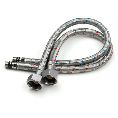 Nes Home Pair of G 1/2" BSP Kitchen or Basin Mixer Flexible Pipe Tails M10