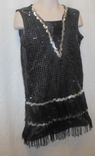 NWOT black small child flapper charleston fringed dress sequin trim sleeveless