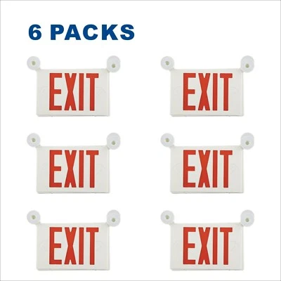Spectsun 6 Pack Red LED Exit Sign with Emergency Lights Exit Sign Lighting Home