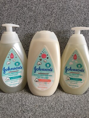 3*Johnson's Newborn CottonTouch 1 Face & Body Lotion & 2 Wash & Shampoo  13.6 Oz