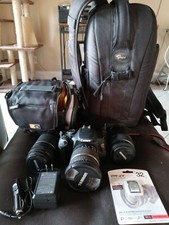 canon eos rebel t3i dslr camera 3 lenses bundle 32 gb memory chip 2 cases EUC