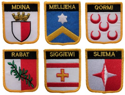 Malta Town City Shield Embroidered Patches To Choose From