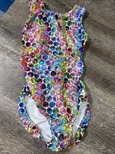 Foxy adult M rainbow bubble pop gymnastics leotard
