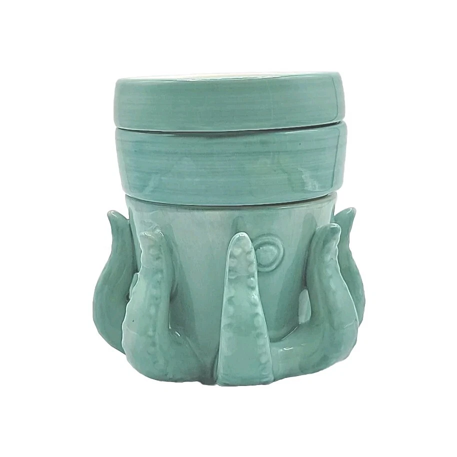 Ceramic Octopus Holding Measuring Cups Teal Holder By Strawberry Street 3pc Set