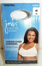 JUST MY SIZE Undercover Slimming Wirefree Bra #J228 White/White  Single Pack