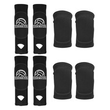 4Pairs 4.1"/3.9" Volleyball Arm Sleeves Knee Pads with Protection Pad Black