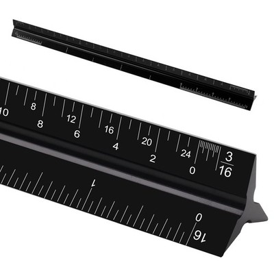 12'' Architectural Scale Ruler, Aluminum Scale, Triangular black 