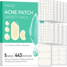 443 Count Pimple Patches for Face, Hydrocolloid Acne Patch Bulk, Acne Stickers f