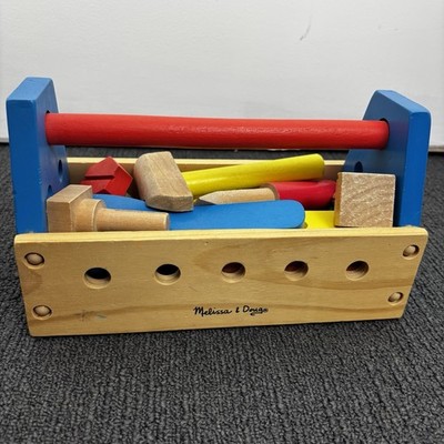 Melissa und Doug Holz Werkzeugkasten mit Werkzeug Schrauben Nägel Primärfarben