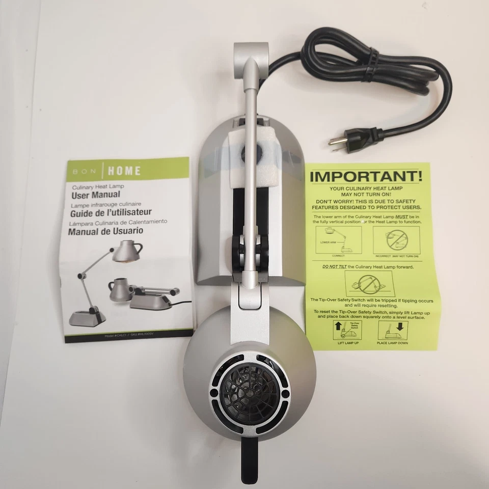 Bon Home Culinary Food Heat Lamp Adjustable Arm Collapsible Infrared Heat - Image 3 of 4