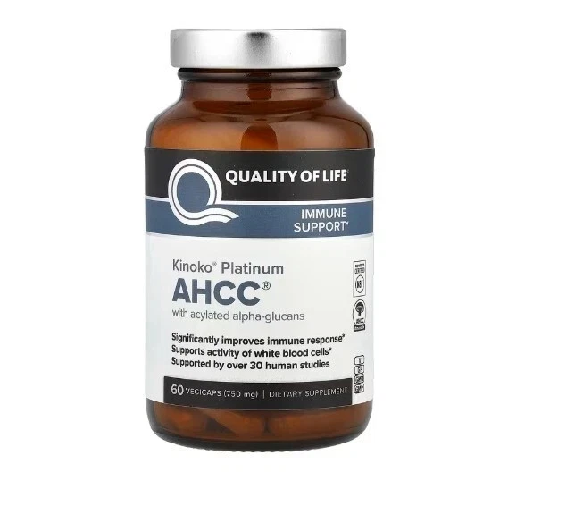 Quality Of Life Kinoko Platinum AHCC 750 Mg - 60 Veggie Capsules