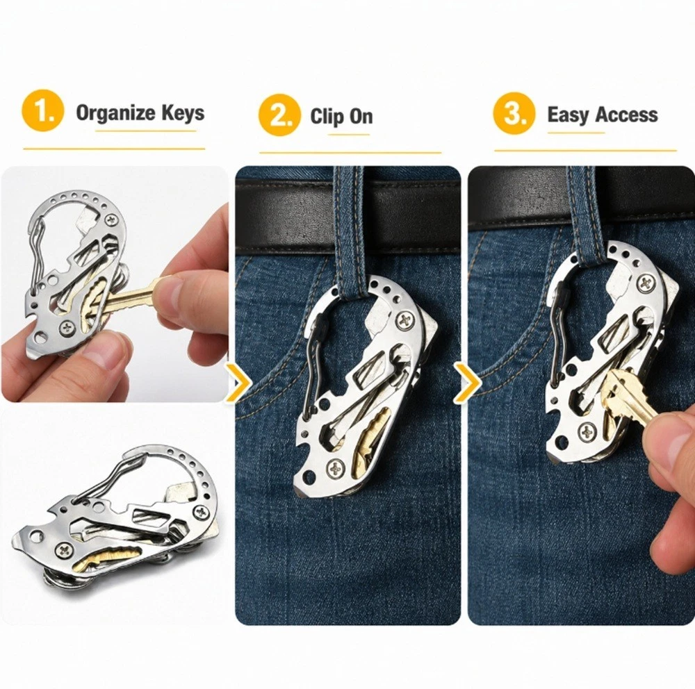 Heavy Duty Carabiner Keychain Clip EDC Belt Key Holder Outdoor Organizer