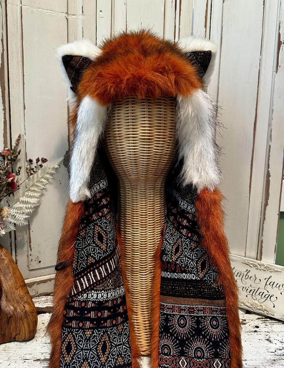 Spirithood Red Panda Limited Edition Furries Hat Festival SpiritHoods Asian Tribal Red Panda Spirit Hood Rave Hat  main image 3