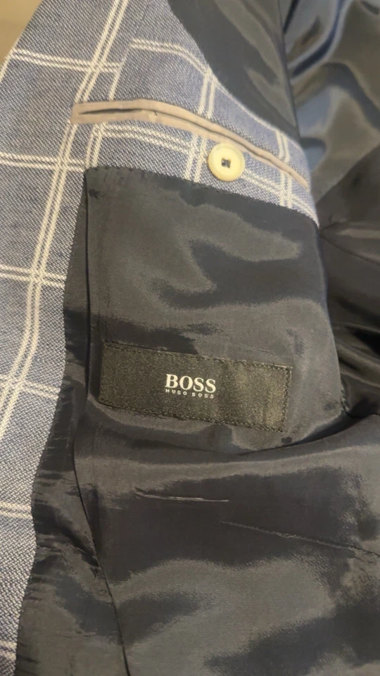 Hugo Boss Mens Slim fit Sport Coat Blazer 36 R Blue Plaid - Image 2 of 3