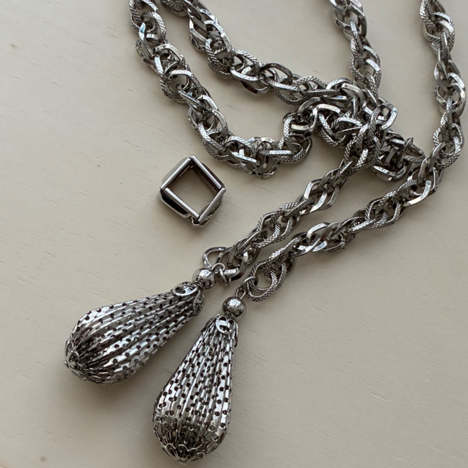 Monet Silver Lariat Adjustable - image 5