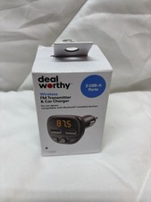 FM Bluetooth Wireless FM Transmitter Car charger dealworthy Black 2-USB A Port