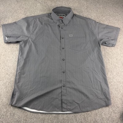 Dixxon Benny Hemd Herren 2XL Grau Gestreift Kurzarm Knopfleiste Stretch Freizeit