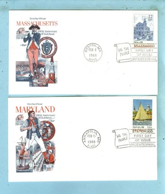 2 ARTMASTER FDC, "Sc 2341 Massachusetts 22c & Sc 2342 Maryland 22c" - Image 1 of 3