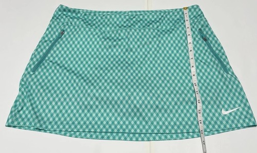 Nike Golf Tour Performance Dri-Fit Green White Check Gingham Skort Sz Large EUC