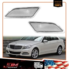 For 12-14 Mercedes W204 C250 C300 Euro Clear Lens Front Side Marker Lights 2PCS
