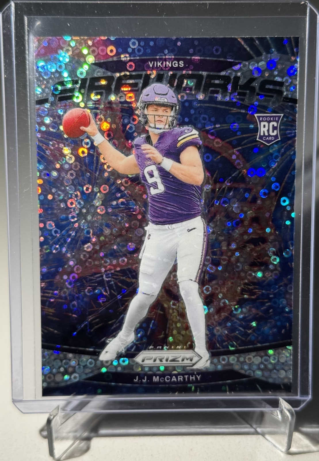 2024 Panini Prizm - J.J. McCarthy - Rookie - Fireworks - Silver Disco Prizm!
