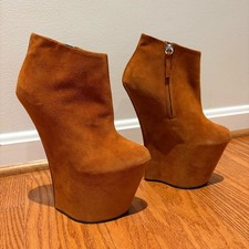 Botines de cuña Giuseppe Zanotti de gamuza sin tacón talla 7,5 plataforma terracota