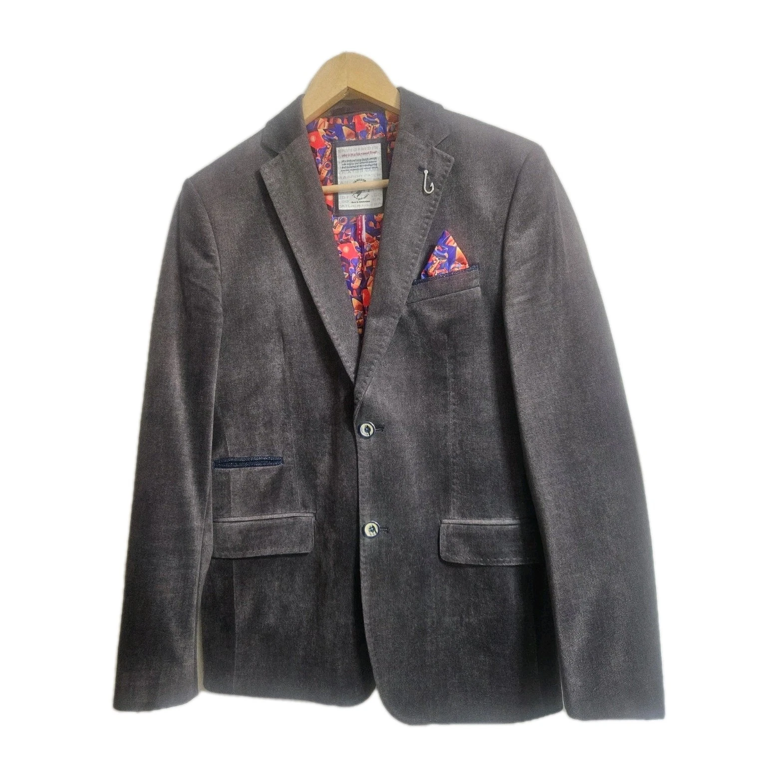 A Fish Named Fred Mens Casual Blazer Jacket Usa 34 Eu 46 Grey Musical Saxophone