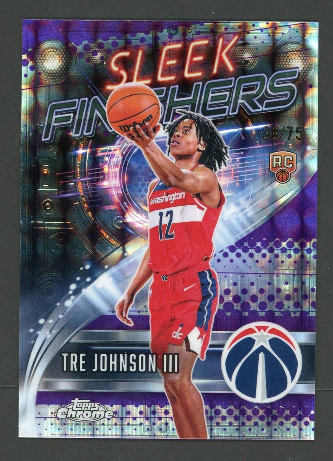 2025-26 Topps Chrome Tre Johnson III Sleek Finishers RC Geometric Purple #39/75
