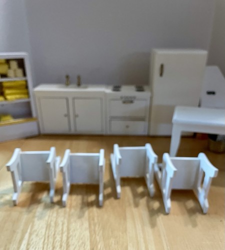 Doll house Furniture Kitchen Lot Fridge Stove Sink table, chairs, fireplace, etc - Picture 5 of 24