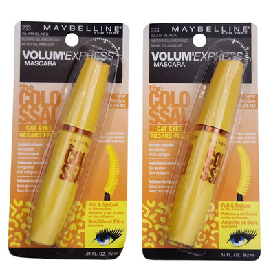 NEW 2 Maybelline New York Volum' Express Cat Eyes Mascara Glam Black 233