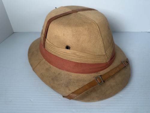 Pith Hat Sqh-135 Vintage Hand Sewn Chin Strap Khaki India