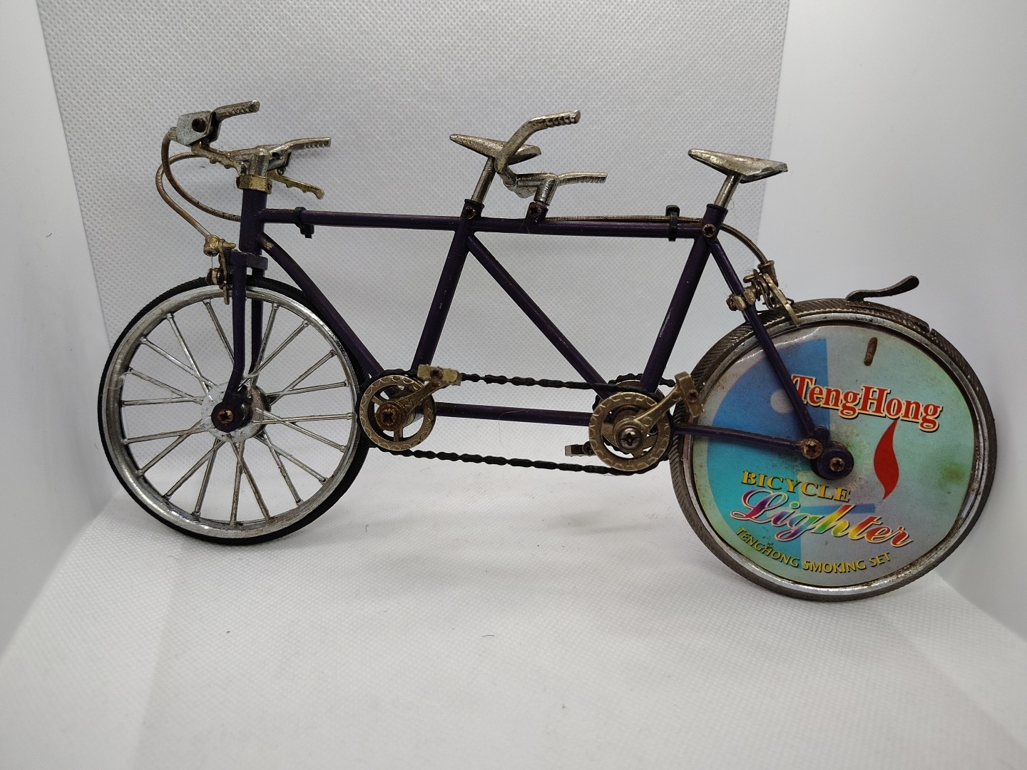 1990s Bicycle Lighter, Vintage Tandem Bike Table Lighter,   Tabletop Collectible