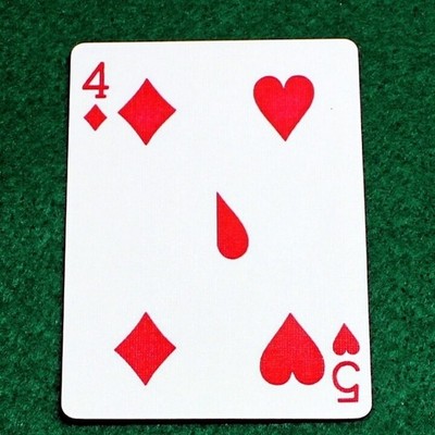 4 of Diamonds / 5 of Hearts - Half Vertical, Bicycle Printed Gaff Card, Red