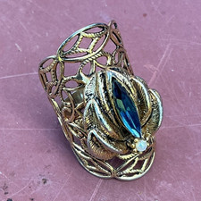 Gold Tone Filigree Floral Cocktail Band Ring ...