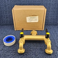 HQMPC Garden Hose 2 Way Valve Brass Splitter w/ Solid Brass Handle Hose Adapter