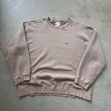 Vintage 90 s Nike Embroidered Faded Brown Retro Crewneck Sweatshirt Size XL