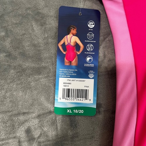 NWT Speedo Youth Girl 1-piece Swimsuit, UPF 50+ Chlorine Resistant - Picture 5 of 18
