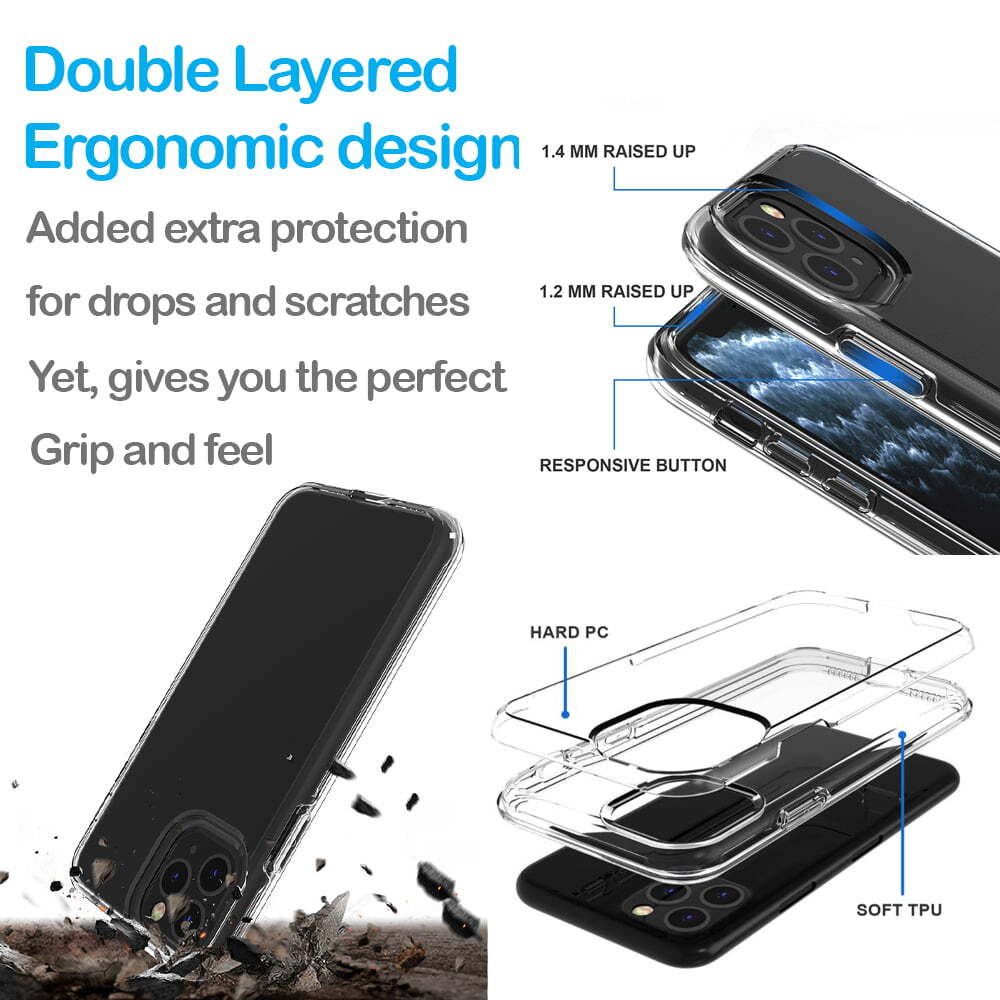 For Apple iPhone 11 Pro Shockproof Case Black White Urban Graffiti