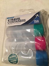 Smart Travel Set of 4 Plastic Liquid Travel Containers TSA Approved Color Coated