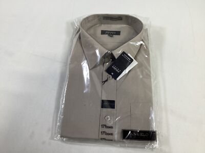 Mens Angelo Rossi Tan Button Down Shirt Size 17.5 34/35 NEW