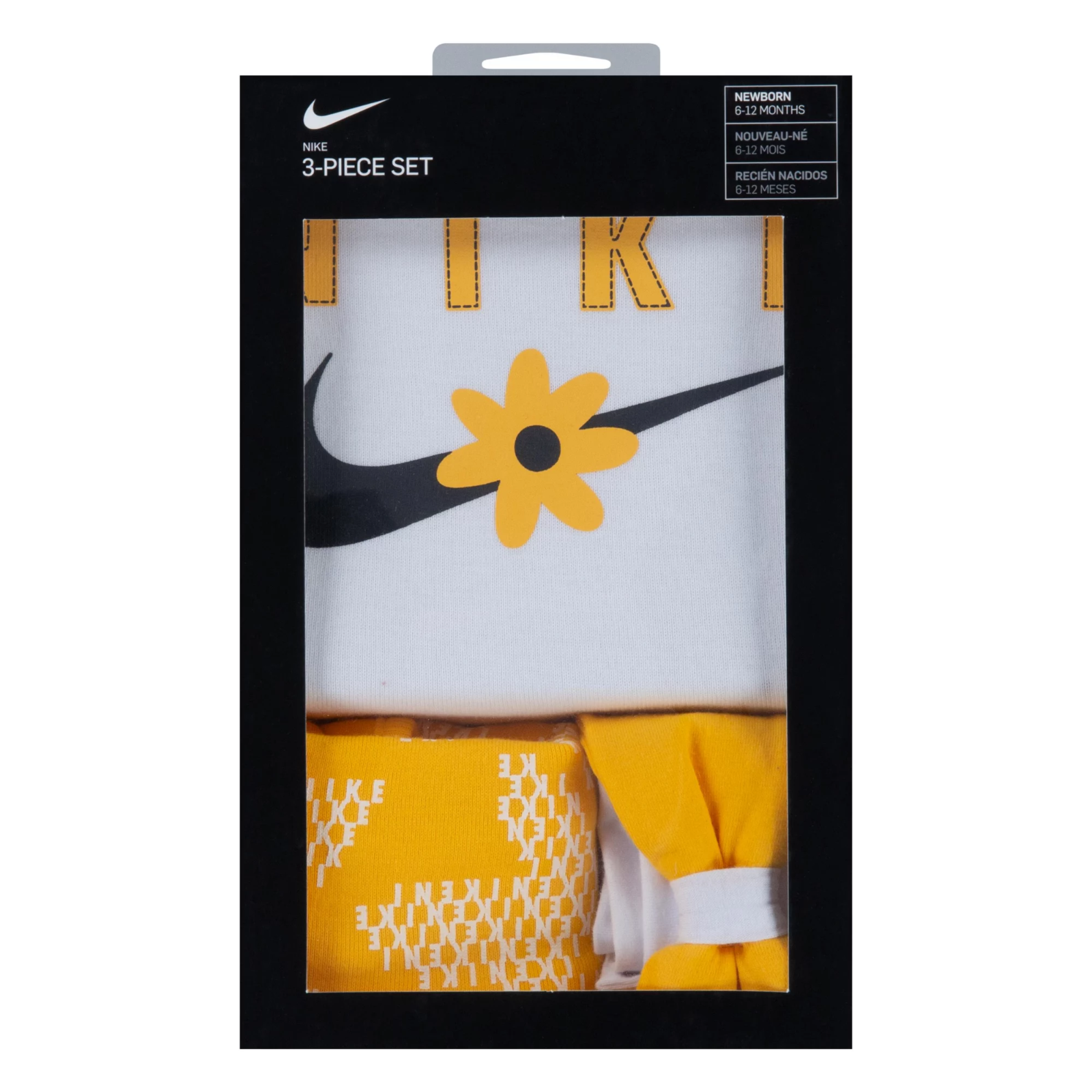 3 Piece Nike Baby Girls Gift Set, 06 Months, Headband, Bib, Yellow B35
