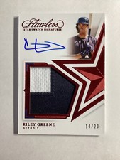 RILEY GREENE  2022 Flawless  Ruby Star Swatch  ROOKIE Patch Auto  /20 !!!