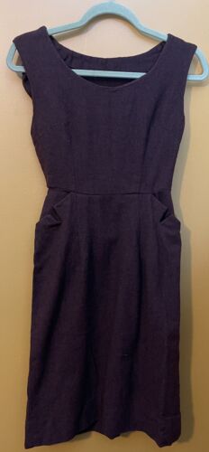 VTG 1950's Brown Wool Wiggle Dress Pinup Rockabill
