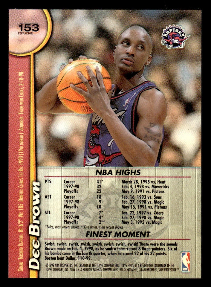 1998 Topps Finest #153 Dee Brown Refractor - Image 2 of 2