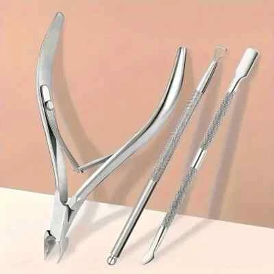 SET DA 3 PINZE TAGLIAUNGHIE LIMA UNGHIE SPINGI-CUTICOLE IN ACCIAIO INOSSIDABILE