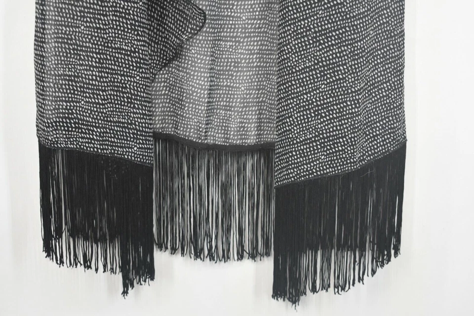 Cárdigan Lularoe Mujer Negro Lunares Volantes Frente Abierto Manga Corta Flecos S Foto 4 de 4